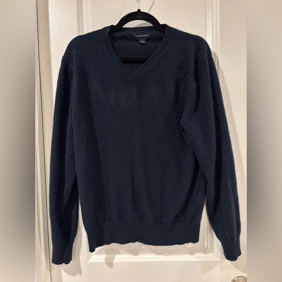 Lands' End Men's Deep Blue Cashmere Sweater - Picture 1 of 7